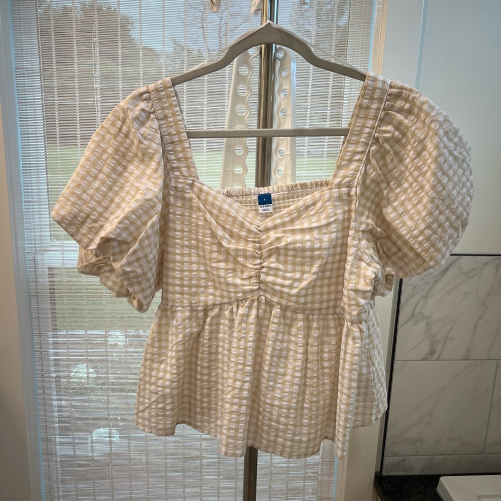 Old Navy Cream Puff Sleeve Peplum Blouse